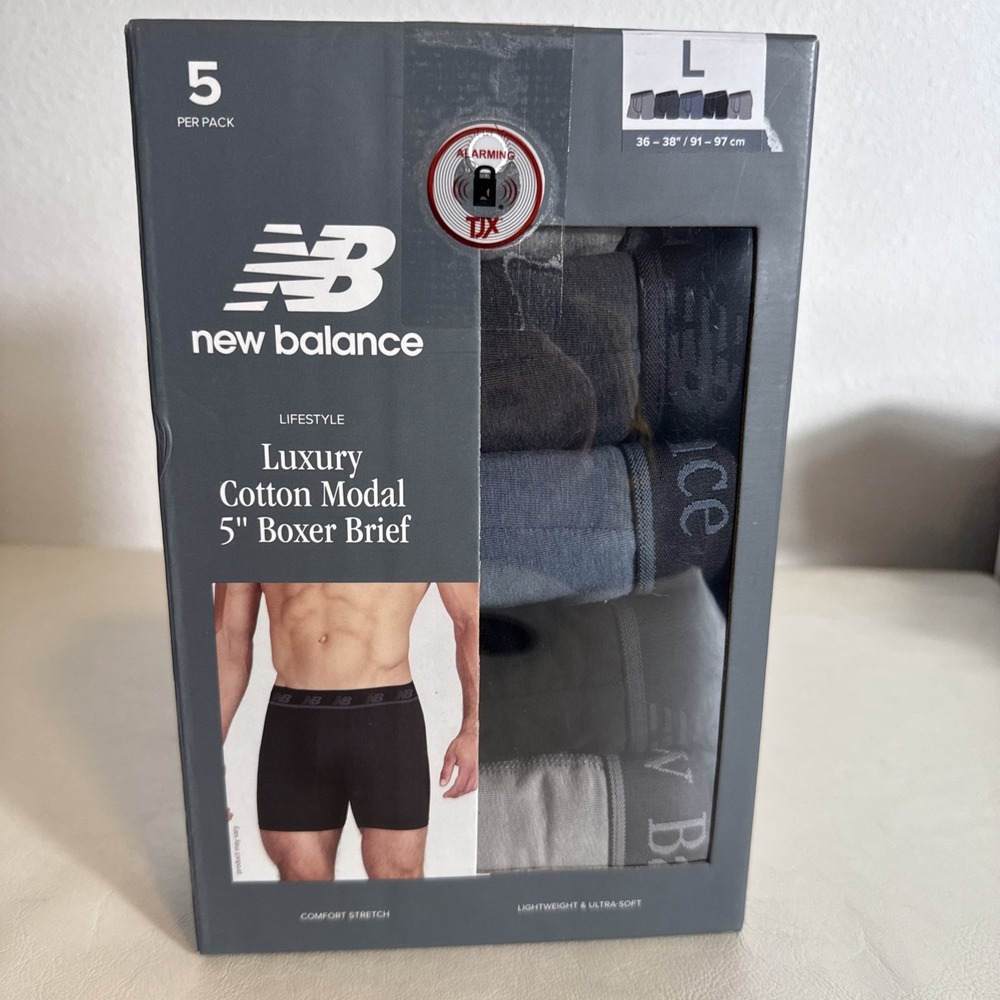New Balance Luxury Cotton Modal 5" Boxer Brief Size L 5 Pack 36-38" Stretch